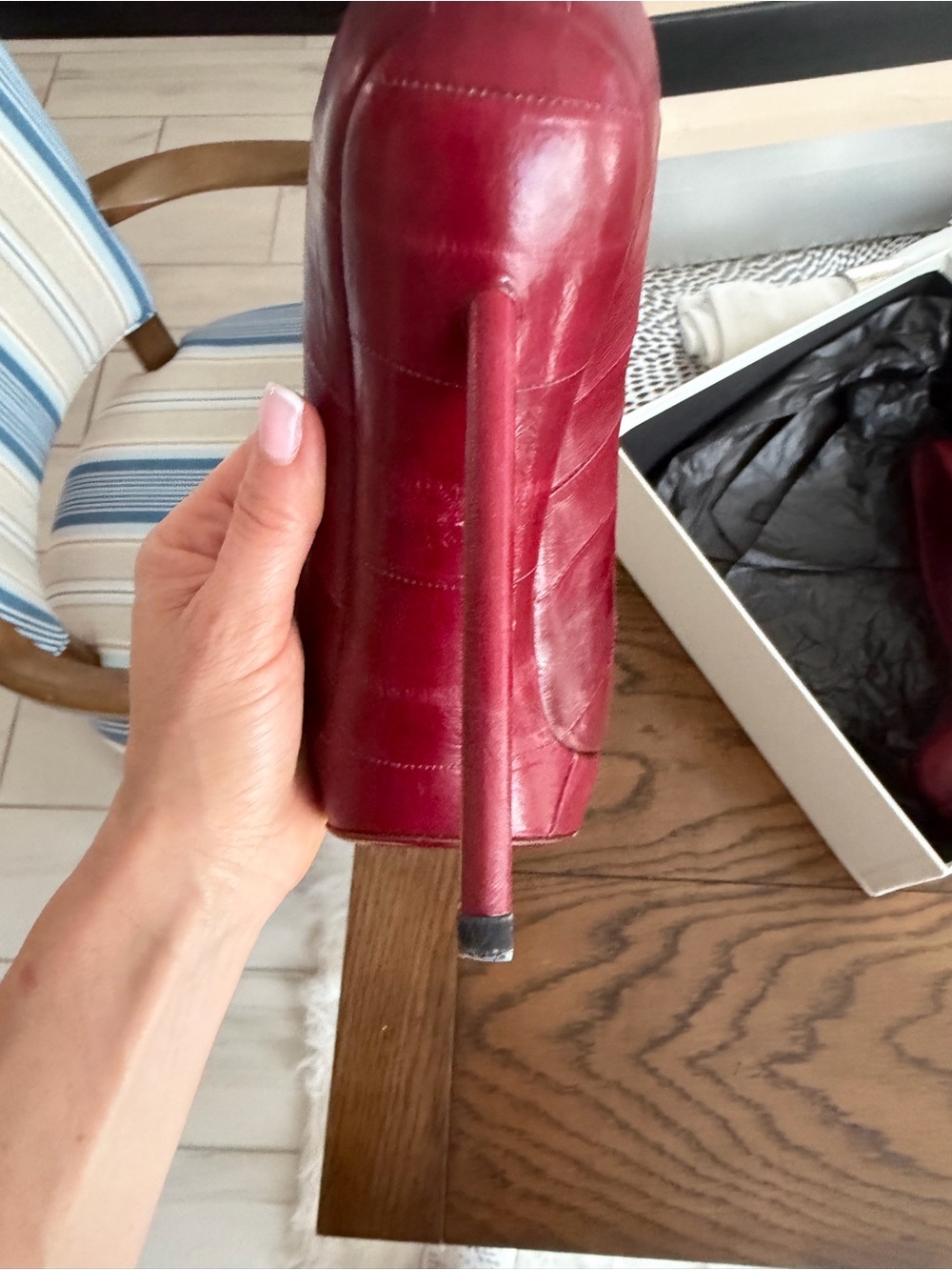 Yves Saint Laurent Deep Wine Leather Stiletto Pump - Picture 8 of 11